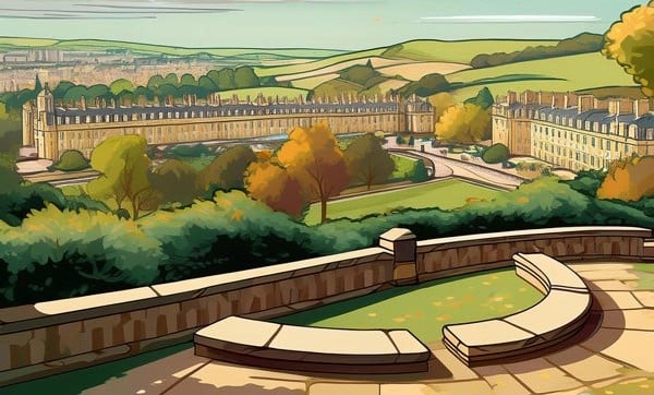Digital illustration of a park