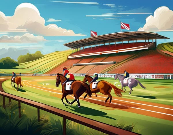 Digital illustration of a racecourse