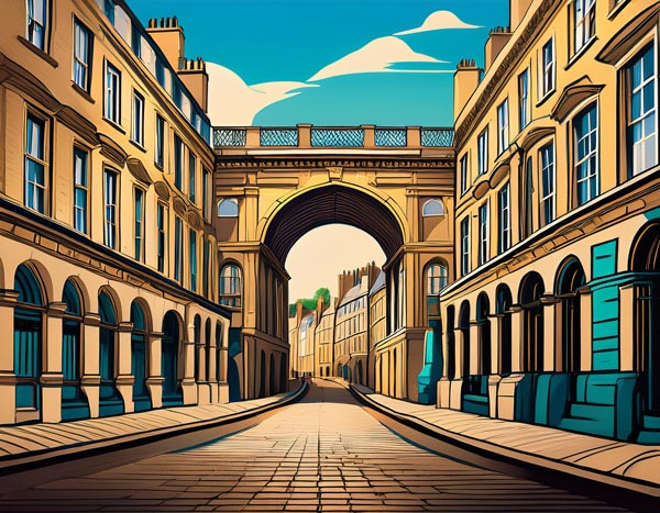 Digital illustration of the Bath World Heritage Centre