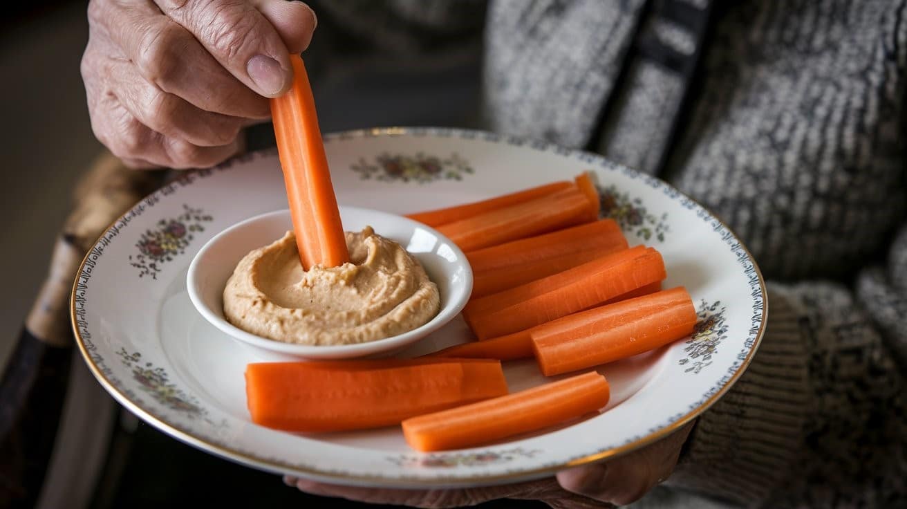 Carrot sticks with hummus