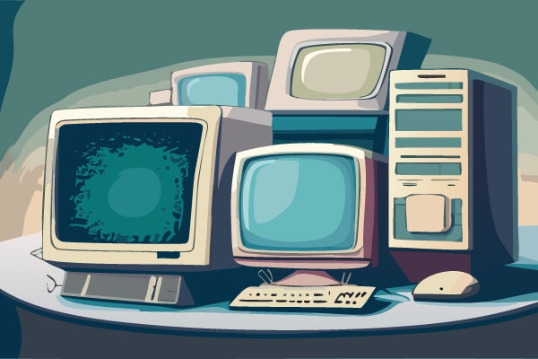 Digital illustration of computer screens