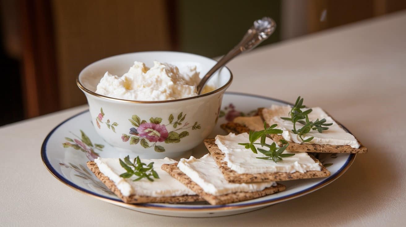 Cottage cheese with wholegrain crackers