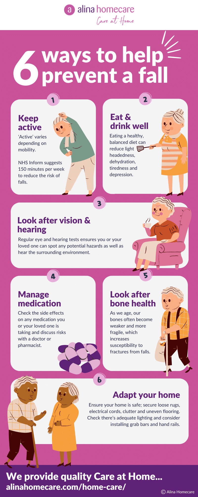 Falls prevention for elderly people infographic