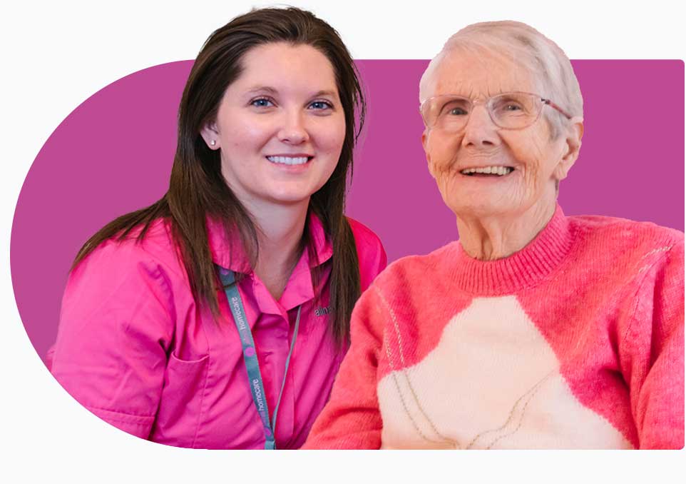 Female Carer and female client who receives Respite Care smiling