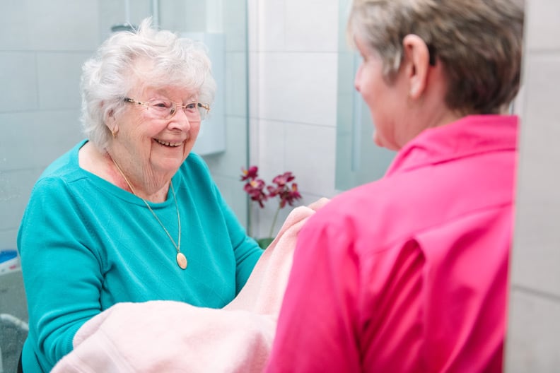 Elderly female client & female Carer