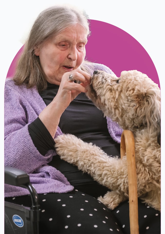 Female Home Care client with dog