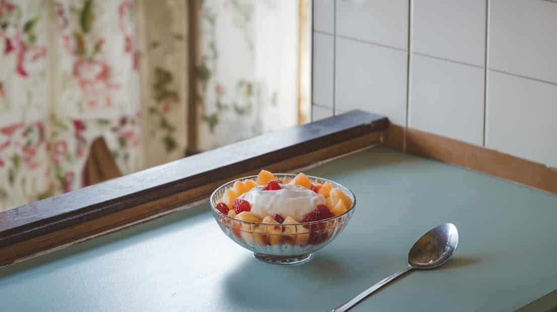 Fruit salad with yogurt