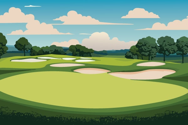 Digital illustration of a golf course