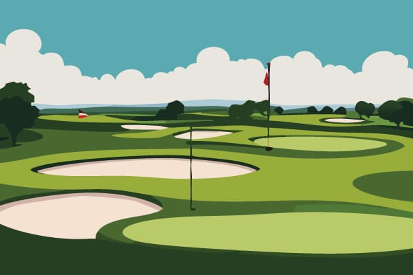 Digital illustration of a golf course