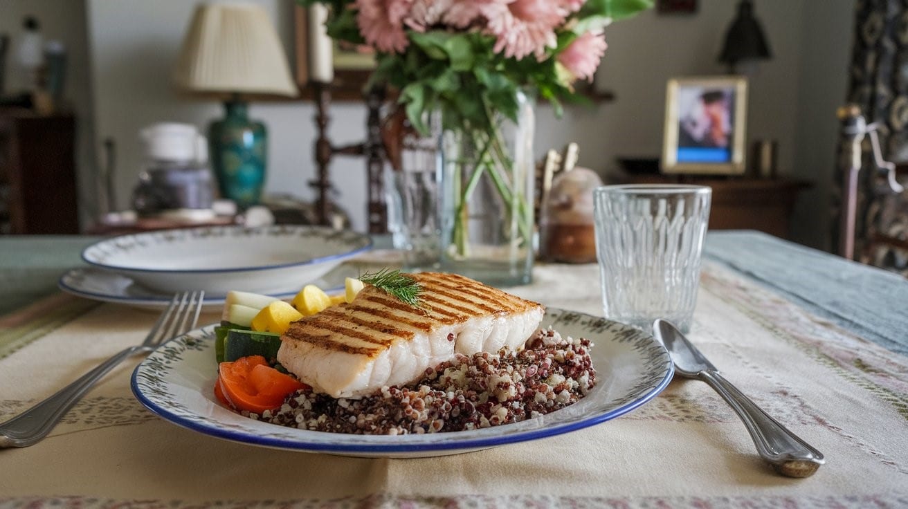 Grilled fish & quinoa