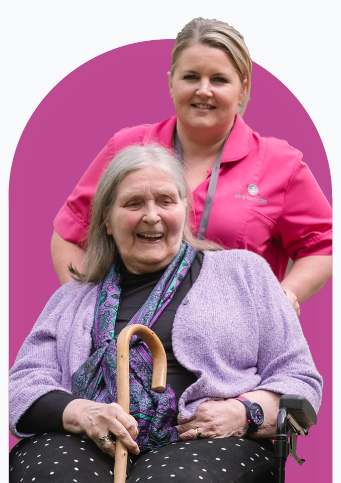 Carer with client who receives after hospital home care