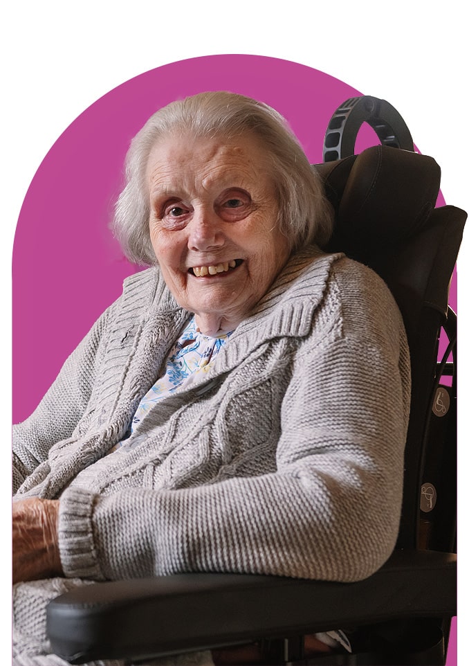 Female client in a wheelchair