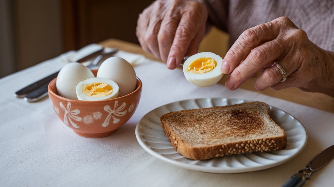 Hard boiled eggs & a slice of wholegrain toast