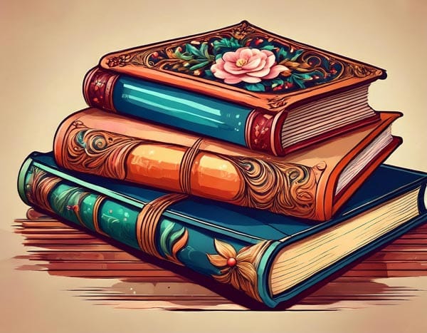 Digital illustration of books