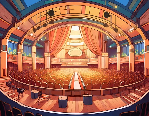 Digital illustration of a theatre