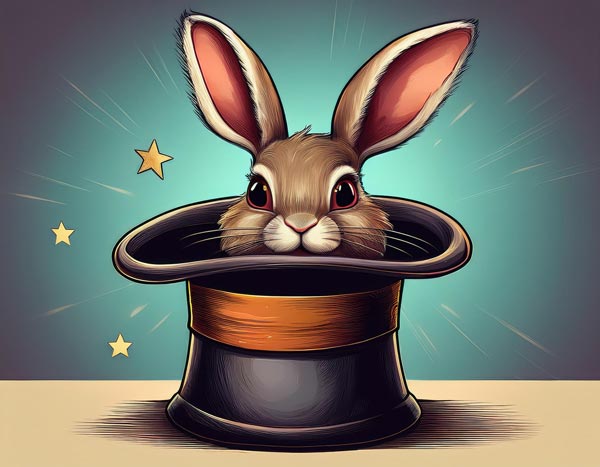 Digital illustration of a magicians rabbit and hat
