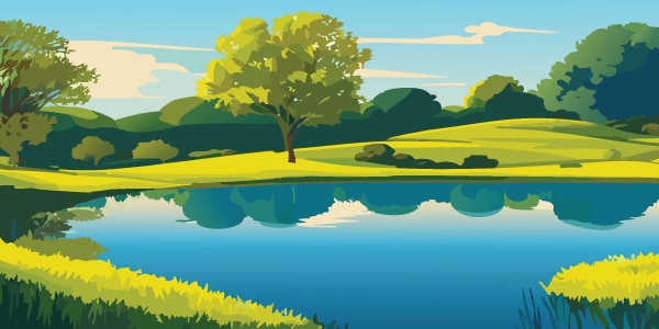 Digital illustration of a lake