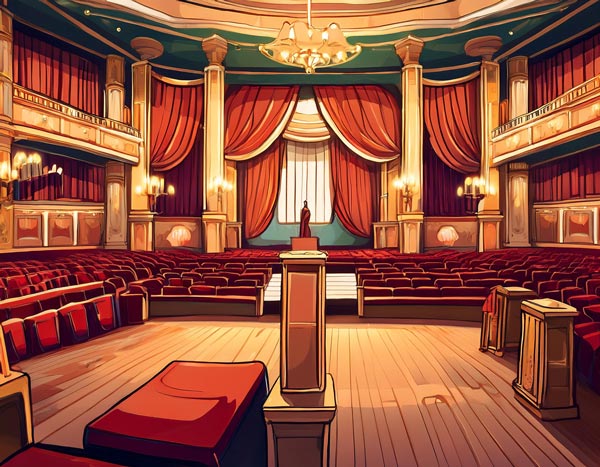 Digital illustration of a theatre