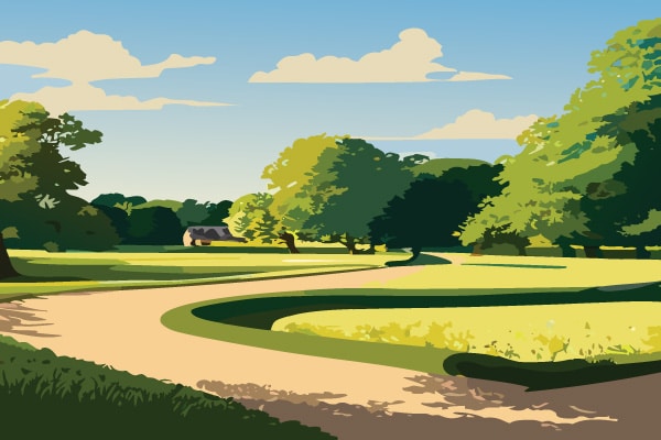 Digital illustration of a park