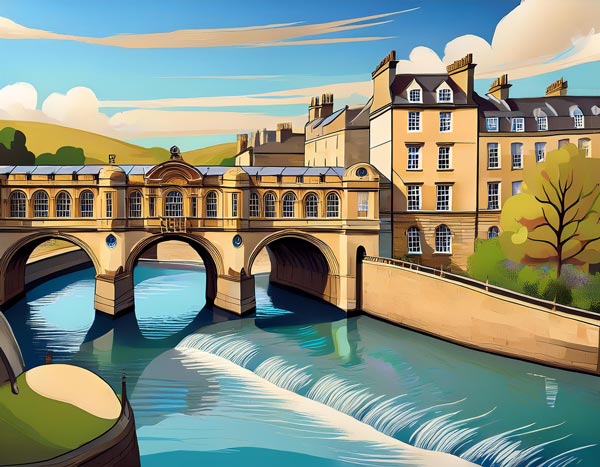 Digital illustration of a bridge
