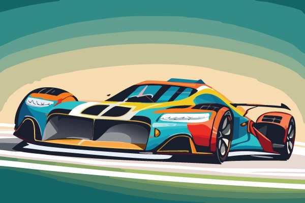 Digital illustration of a racing car