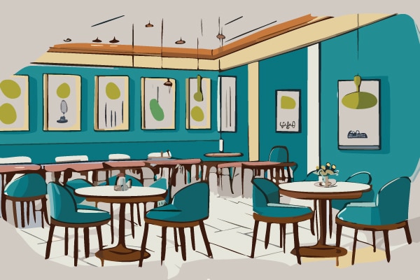 Digital illustration of a restaurant