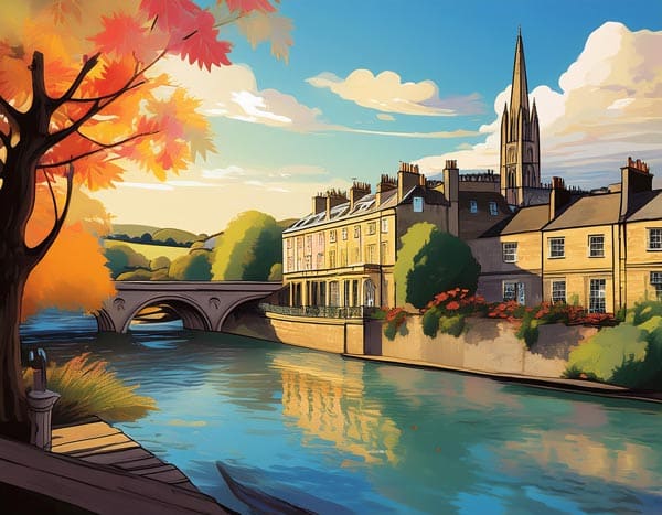 Digital illustration of a river