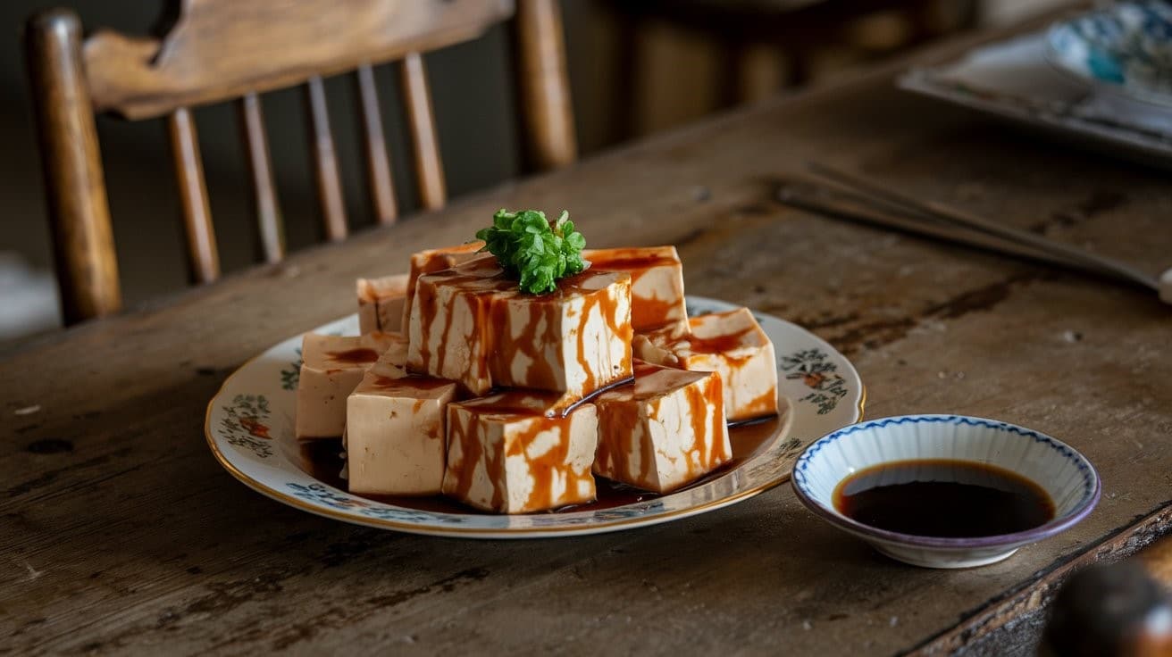 Soft tofu with soy sauce