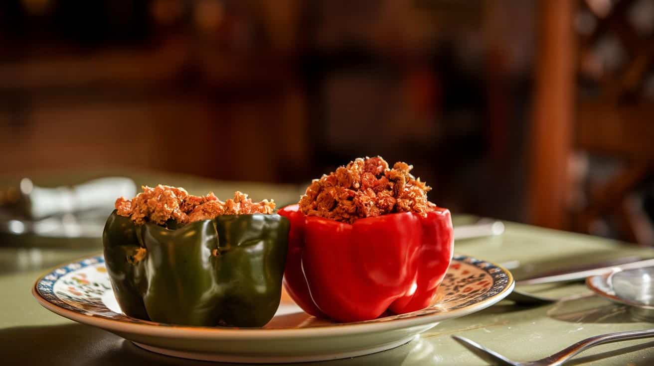 Stuffed peppers with turkey mince