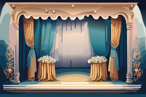 Digital illustration of a theatre stage