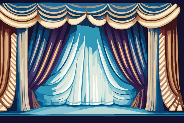 Digital illustration of a theatre stage