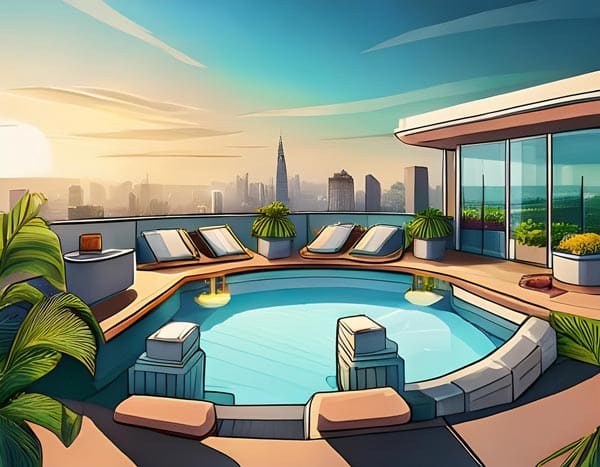 Digital illustration of a spa