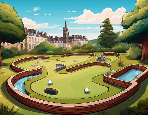 Digital illustration of mini golf