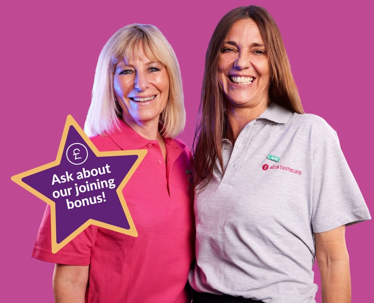 Two people with Care Worker jobs