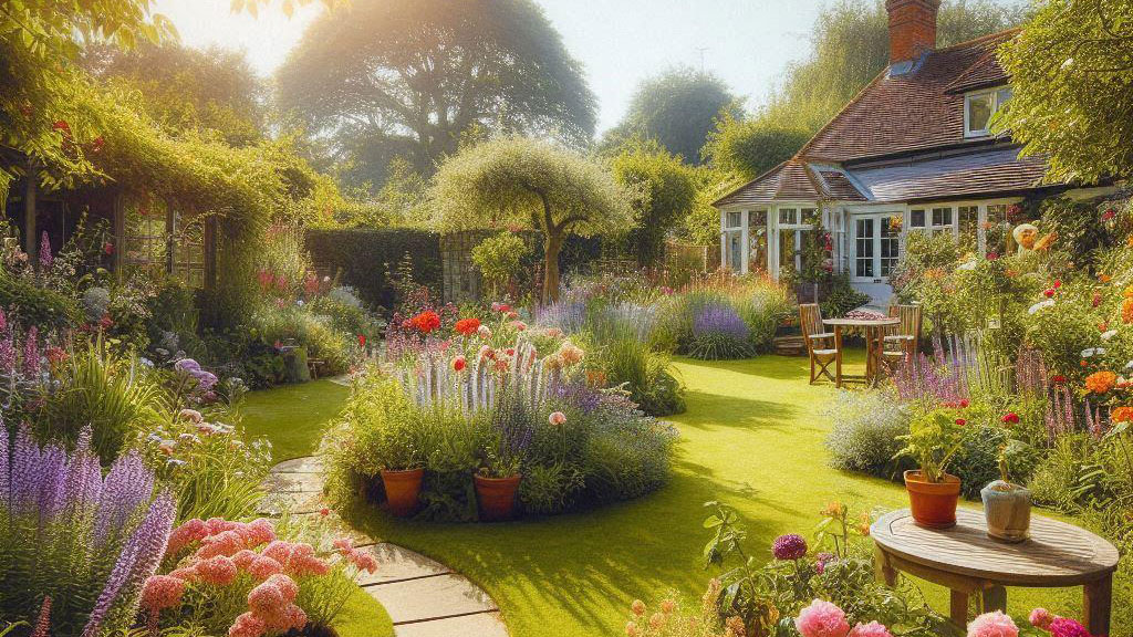 A beautiful garden in Summer with lots of sunshine.